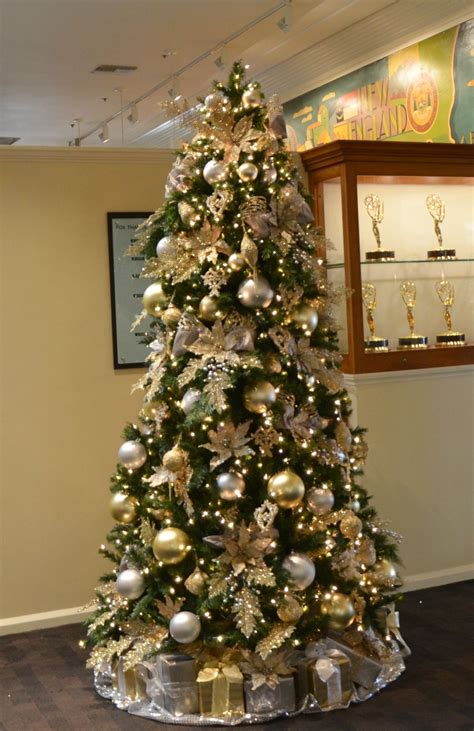 champagne gold and silver decorated christmas tree rental, Commercial