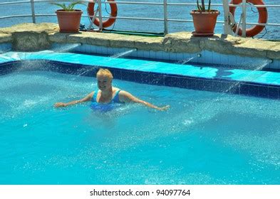 Mature Woman Swimming Pool On Boat Stock Photo Shutterstock