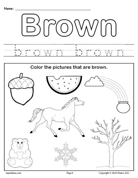 Color Brown Worksheet Coloring Worksheets For Kindergarten Color