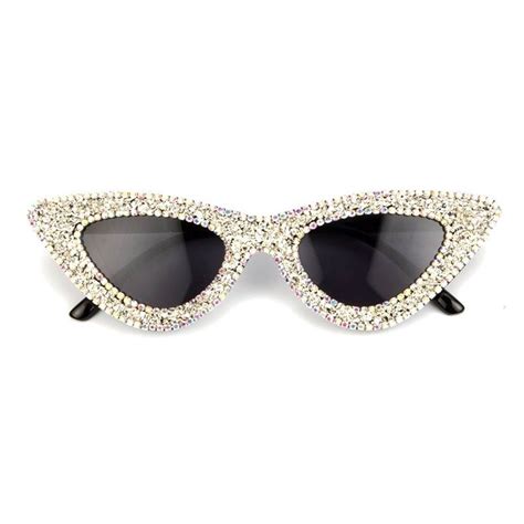 Silver Rhinestone Cat Eye Sunglasses Etsy In 2021 Fashion Eye
