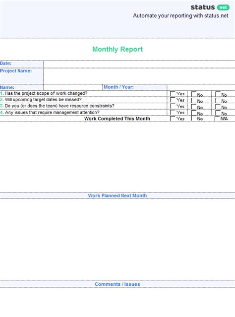 Monthly Security Report Template