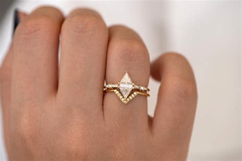 Geometric Engagement Ring With Triangle And Baguette Diamonds Artemer