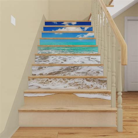 Ocean Beach Stairs Mural Peel And Stick Stair Risers Decal 3d Etsy