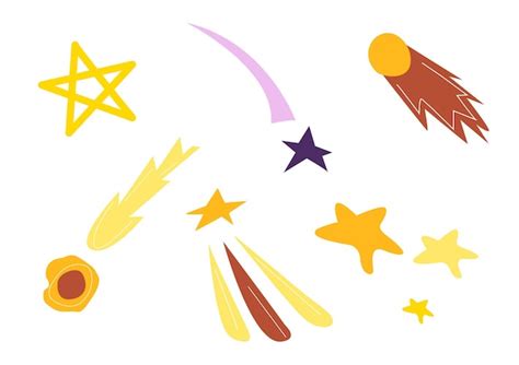 Premium Vector Space Set With Bright Stars Of Different Shapes And Comets