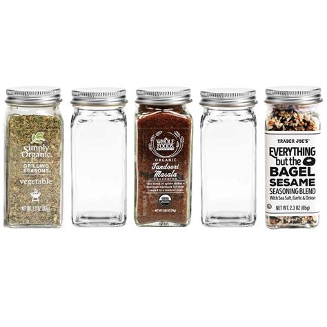 4oz Glass Square Spice Jar Set With Shaker Lid High Quality Spice Jar