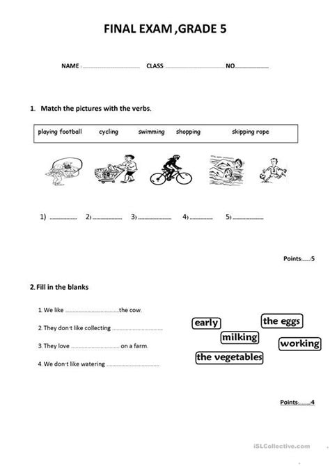 The year 5 english curriculum explained for parents, plus worksheets to help your child practise at home. Final exam grade 5 | Educação, Ingleses