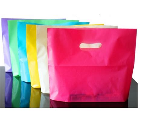 Colorful Plastic Shopping Bags With Handle Pink Christmas Boutique Bag