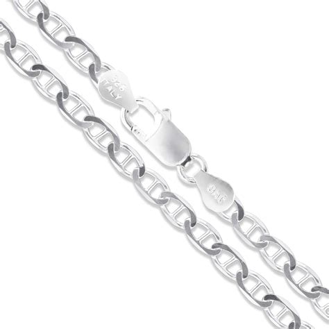 Choose Your Width Sterling Silver Flat Mariner Chain Solid 925 Italy