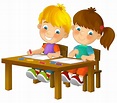 Cartoon Children Sitting - Learning - Illustration For The Children XXL ...