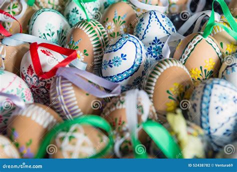 Beautiful Hand Painted Easter Eggs Stock Photo Image Of Blue April