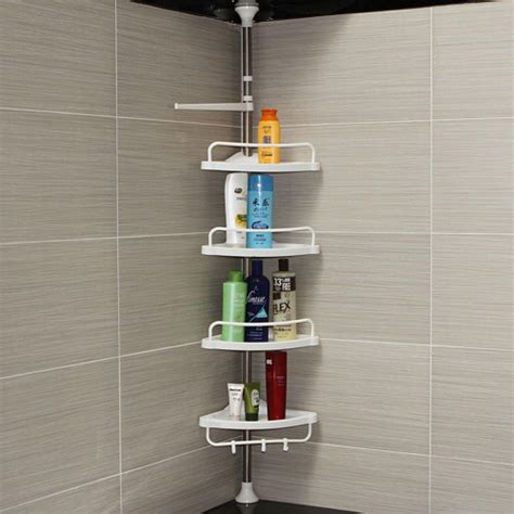 Multi Corner Bathroom Shelf 4 Tier Adjustable Telescopic Bathroom