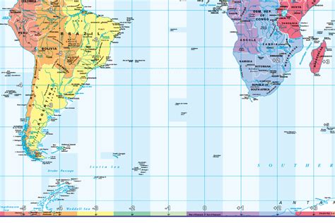 Large World Timezones Wallmap Colour Blind Friendly Cosmographics Ltd