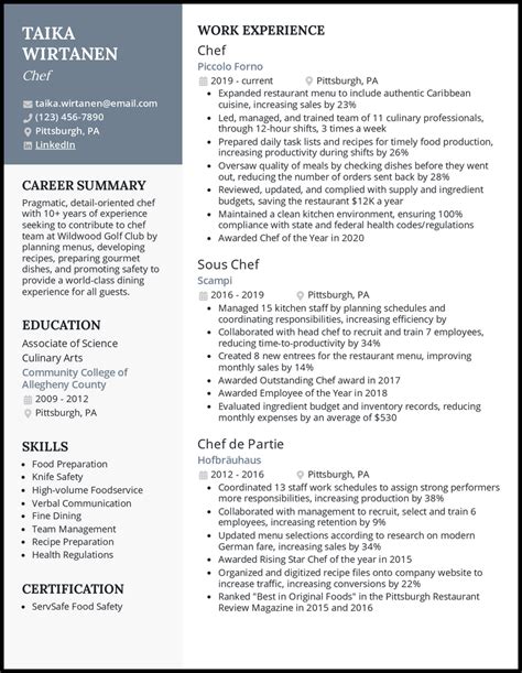 7 Chef Resume Examples To Get You Hired In 2023