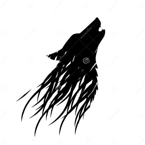 Howling Wolf Head Silhouette Stock Vector Illustration Of Line