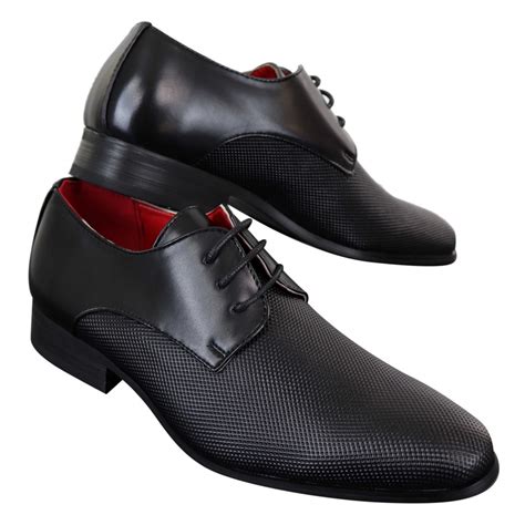 Mens Black Laced Faux Leather Shoes Buy Online Happy Gentleman