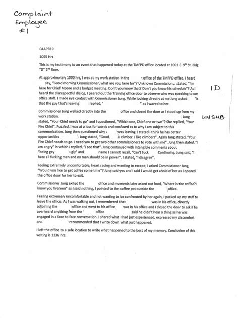 Employee 1 Complaint Involving Kitty Jung Pdf Sexual Harassment Discrimination