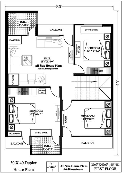 30x40 Duplex House Plans Best 3 Bhk Duplex House Plan 2024
