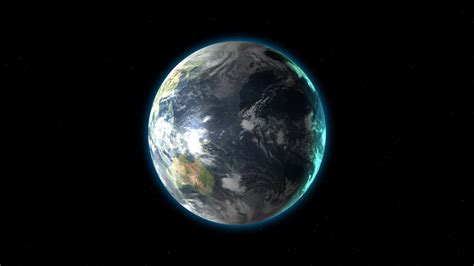 Realistic Earth Rotating On Space Globe Is Centered In Frame
