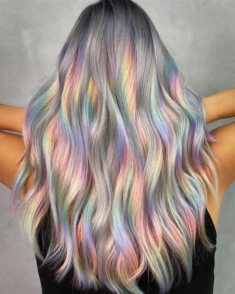 Platinum Blonde Locks With Rainbow Colors Tint Hidden Rainbow Hair