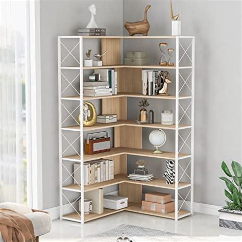 Livspace Industrial Style 7 Tier Bookcase Home Office Bookshelf L