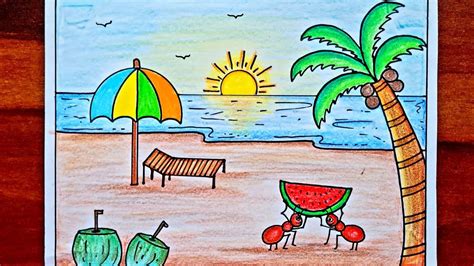 Summer Season Drawing Sketch How To Draw Summer Season For Kids Sea