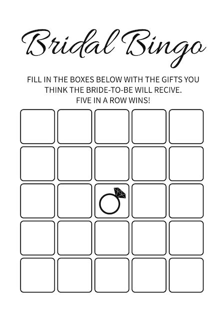 Premium Vector Bridal Bingo Card Template Bridal Shower Bingo Game