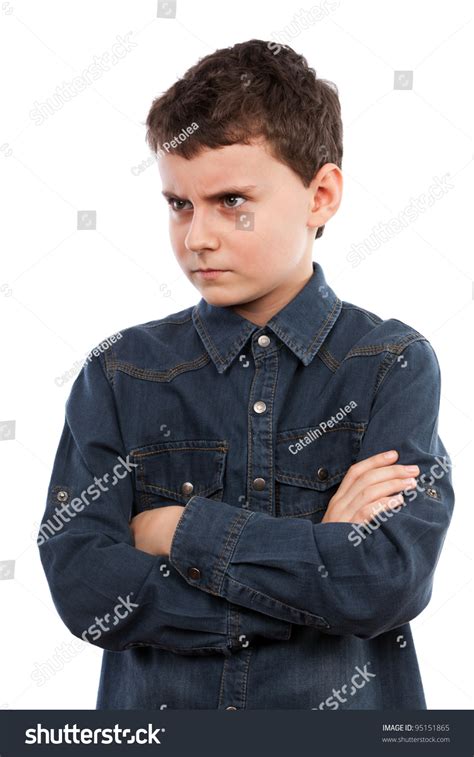 Closeup Portrait Angry Boy His Arms Stock Photo 95151865 Shutterstock