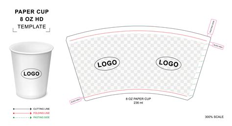 Paper Cup Die Cut Template For 8 Oz Hd 15811961 Vector Art At Vecteezy