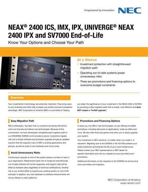 Neax 2400 Ics Imx Ipx Univerge Neax 2400 Nec Corporation Of