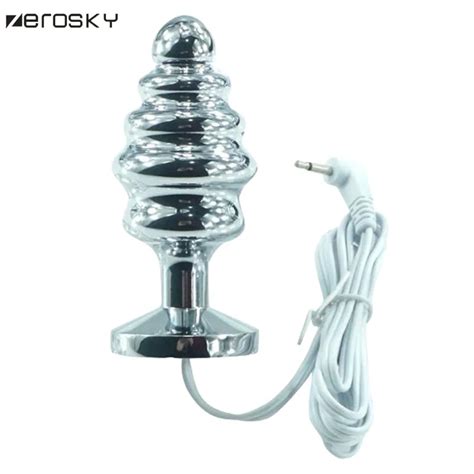 Zerosky Electric Shock Anal Plug Medical Thread Buttplug Sex Toys For