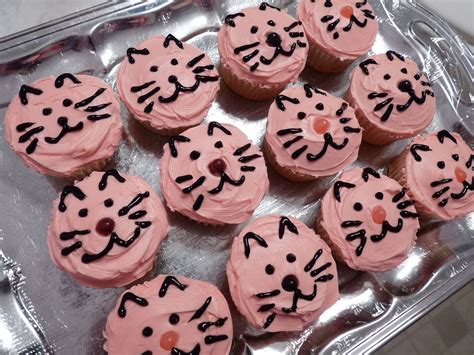 Cat Face Cupcakes Cat Cupcakes Cat Birthday Party Kitten Birthday Party