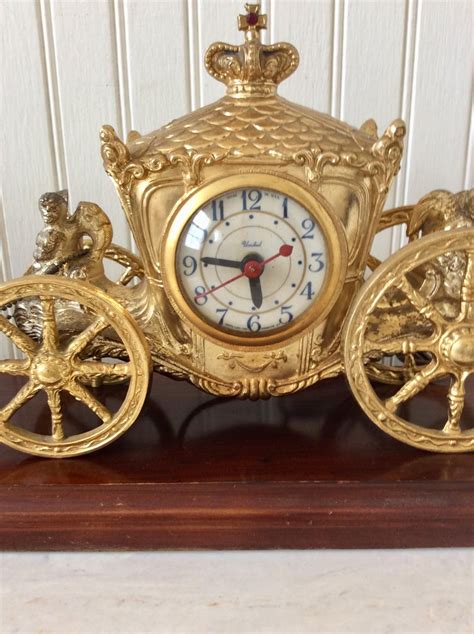 Vintage Lrg 21 Gold Ornate Horse Drawn Carriage Clock Etsy