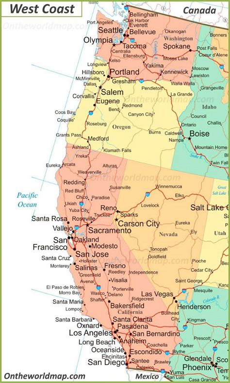 Map Of West Coast Usa Road Trip Map Usa Map Road Trip Map