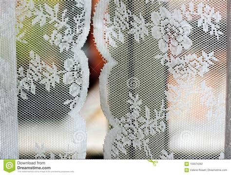 Decorated Curtains With White Floral Texture Stock Photo Image Of