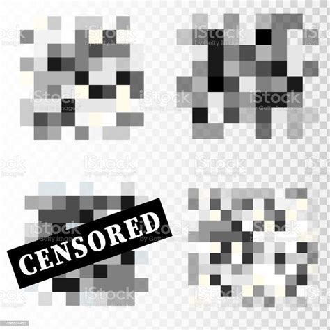 Ensemble De Signes Pixel Censuré Concept De Bar Noir Censeur Vecteurs