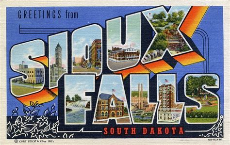 Greetings From Sioux Falls South Dakota Large Letter Postcard Sioux Falls South Dakota