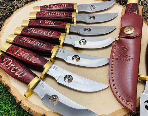 Set Of 8 Groomsmen T Knives Engraved Hunting Knife And Etsy