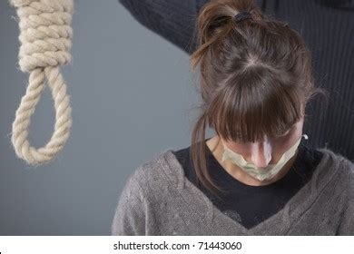 Kidnapped Tied Woman Hangman Noose Foto Stok Shutterstock
