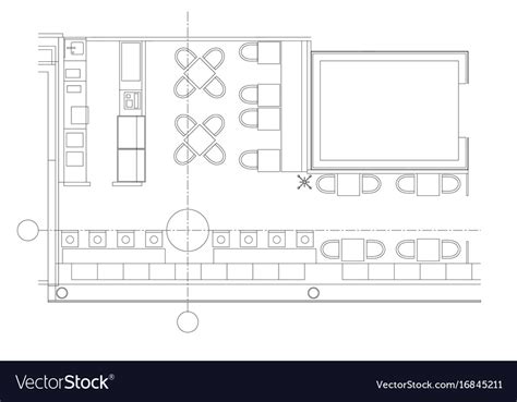 Standard Cafe Furniture Symbols On Floor Plans Vector Image