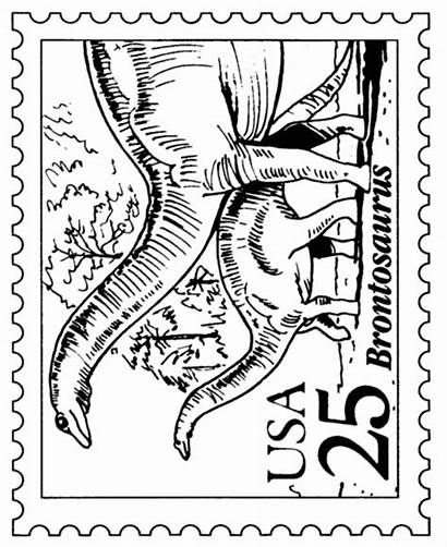 Coloring Stamp Pages Brontosaurus Stamps Usps Postage
