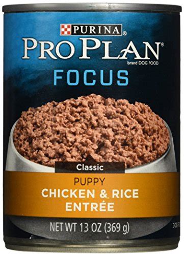 Each product utilizes a unique set of ingredients to achieve a desired nutritional profile. Purina Pro Plan Wet Dog Food, Focus, Puppy Chicken & Rice ...