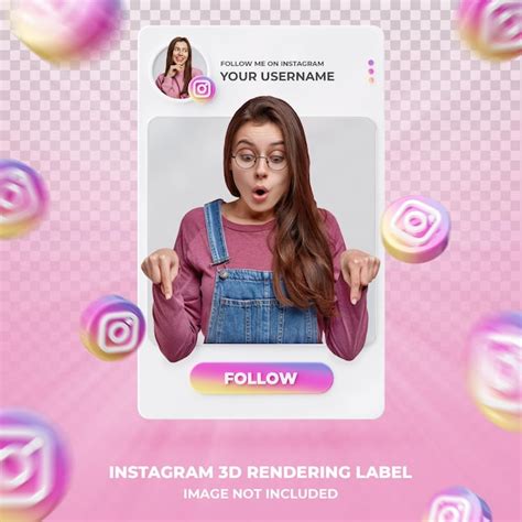 Premium Psd Banner Icon Profile On Instagram 3d Rendering Label Template
