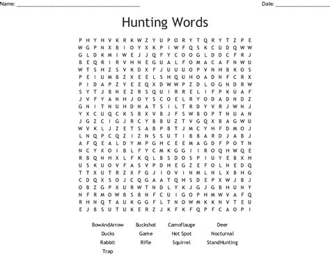 Hunting Word Search Printables Word Search Printable