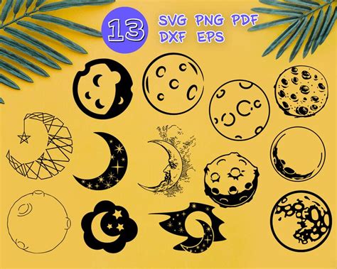 Moon Svg Full Moon Svg Halloween Svg Lunar Svg Space Svg Etsy