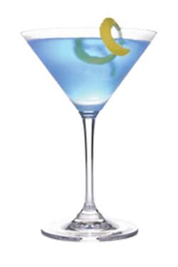 This italian cocktail is turquoise blue just like the sea! Blue BAM Drink Recipe - Martini