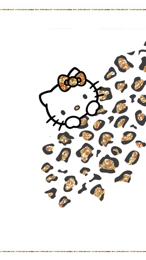 White Gld Hello Kitty Leopard Print Iphone Phone Wallpaper