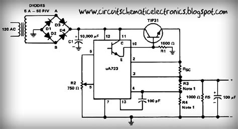 Power Supply With Regulator Output Use Ic Ua723 Electronic Circuit