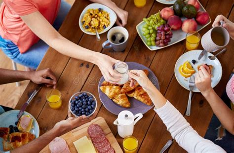 People Having Breakfast At Table With Food Stock Photo Image Of Dish