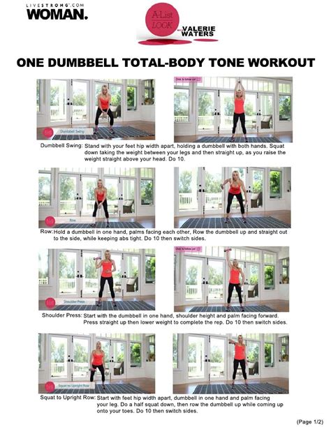 One Dumbbell Total Body Tone Workout Tone Body Workout Total Body