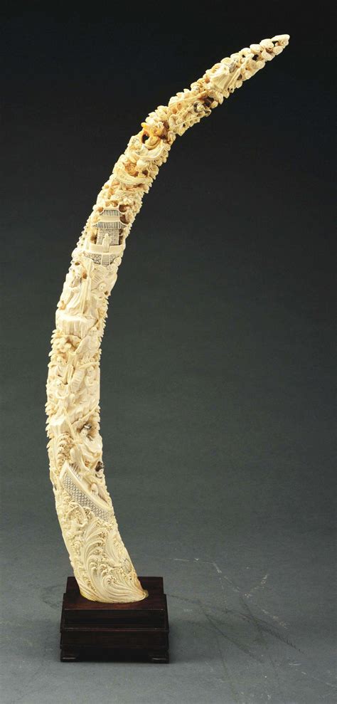 Sold Price Large Carved Ivory Tusk July 2 0120 1000 Am Edt
